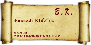 Benesch Klára névjegykártya